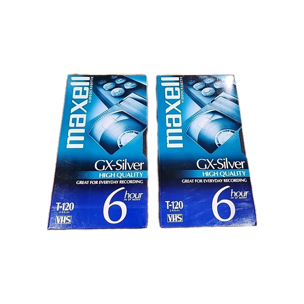 Maxell GX-Silver T-120 VHS High Quality 6 Hour Video Cassette‎ Tape Lot 2